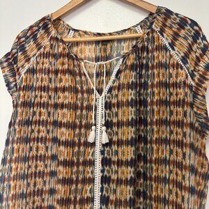 Hannah Semi Sheer Tassel Top Size Medium NWOT Boho Western Sleeveless